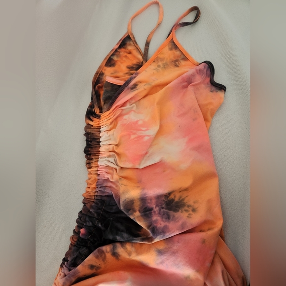 Shein Size 4XL Plus Tie Dye Drawstring Front Ruched Cami Dress - Picture 5 of 5